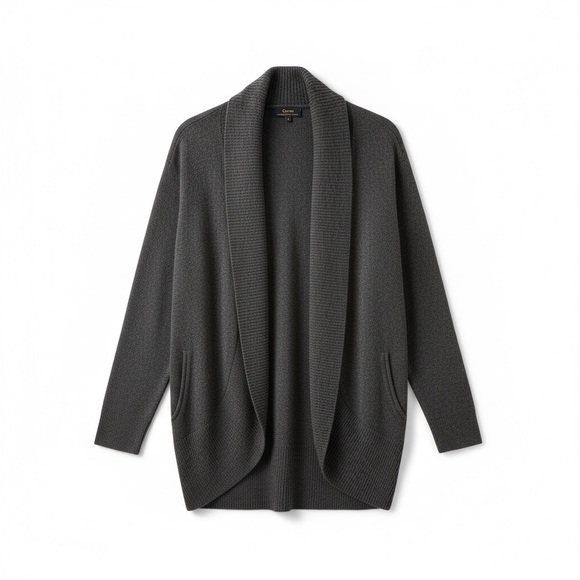 Quince Sweaters - Quince 100% Mongolian Cashmere Open Front Cardigan Gray Longline Sweat